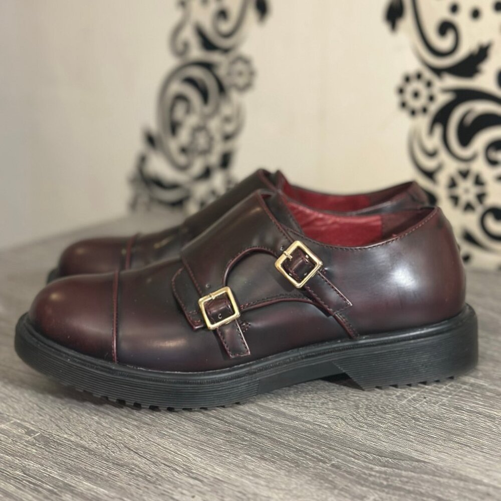 Electric Karma Burgundy Double Monk Strap Shoes – Modern British Style